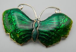 A sterling silver butterfly brooch