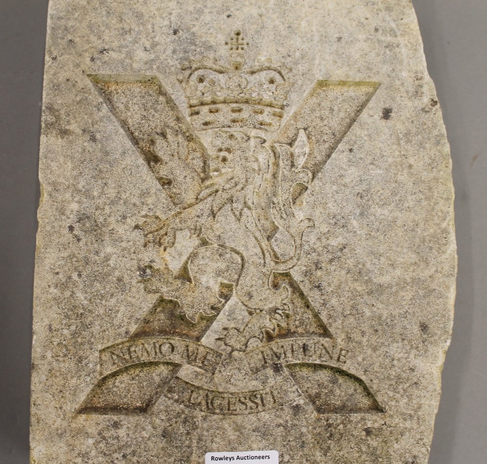 A Regimental stone carving. 33 cm high. - Image 2 of 3