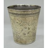 An Antique Turkish silver beaker. 9 cm high. 2.9 troy ounces.