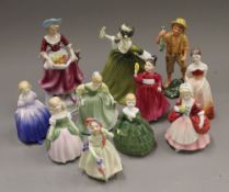 A collection of various Doulton and other figurines, etc. The largest 20 cm high.