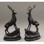 A pair of bronze stags. 43.5 cm high.
