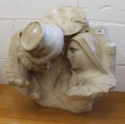 A 19th century marble carving depicting an artist and a nun. 46 cm high.