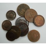 A collection of bronze medallions