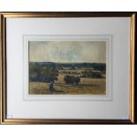 G C ALEXANDER, Shepherd and Sheep in an extensive Landscape, watercolour, framed and glazed.