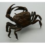 A large Japanese bronze crab. 9.5 cm wide.