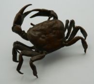 A large Japanese bronze crab. 9.5 cm wide.