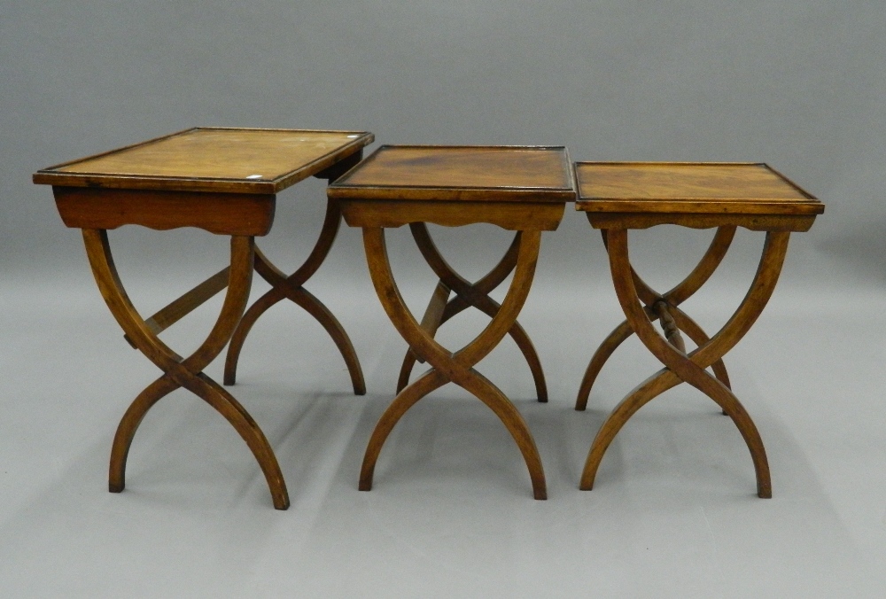 A nest of three mahogany tables. 56 cm wide. - Image 4 of 7