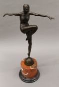 An Art Deco style bronze figurine. 55.5 cm high.