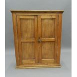 A 19th century pine two-door cupboard. 81.5 cm wide.