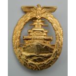 A reproduction Nazis gilt high fleet badge.