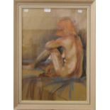 ANN SNOW, Nude on a Bed, pastel sketch, framed and glazed. 39.5 x 56 cm.