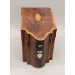 A 19th century inlaid mahogany knife box, with original fitted interior. 36 cm high.