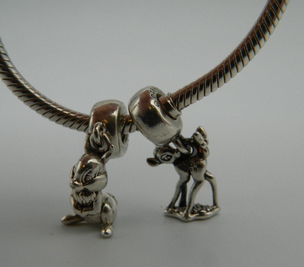 A Pandora silver bracelet and charms. 26.2 grammes. Approximately 16 cm long. - Image 2 of 4