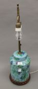 A Chinese porcelain lamp. 68 cm high overall.