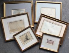 A quantity of small Marine watercolours and pencil sketches. The largest 17 x 11 cm.