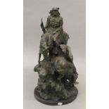 A patinated bronze model of Native American Indians. 53 cm high.