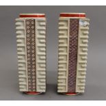 A pair of Japanese square porcelain vases. 30 cm high.