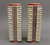 A pair of Japanese square porcelain vases. 30 cm high.