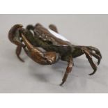 A bronze model of a crab. 11 cm wide.