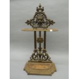 A Victorian cast iron stick stand. 82 cm high.