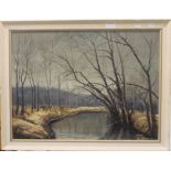 M MUELLER, River Scene, oil on board, dated '68, framed. 62 x 47 cm.