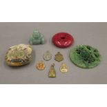 A quantity of Chinese jade carvings, etc.