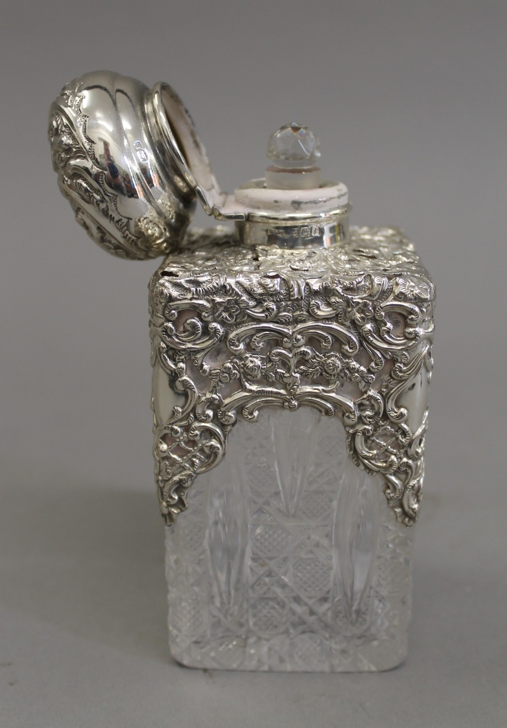 A pair of silver topped cut glass scent bottles. 14.5 cm high. - Image 7 of 9