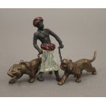 A cold painted bronze model of an Arab and tigers. 12 cm wide.