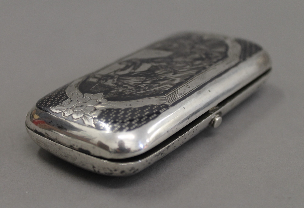 A Russian silver niello box. 10 cm wide. - Image 2 of 7