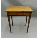 A 19th century Continental inlaid oak writing table. 61 cm wide.
