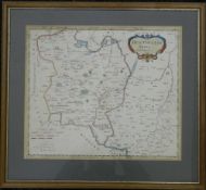 ROBERT MORDEN (1650-1703) British, Map of Huntingdonshire, framed and glazed. 42 x 36 cm.