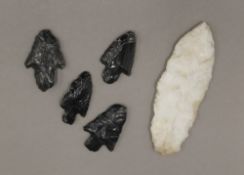 A small collection of pre-historic flint arrowheads, etc.