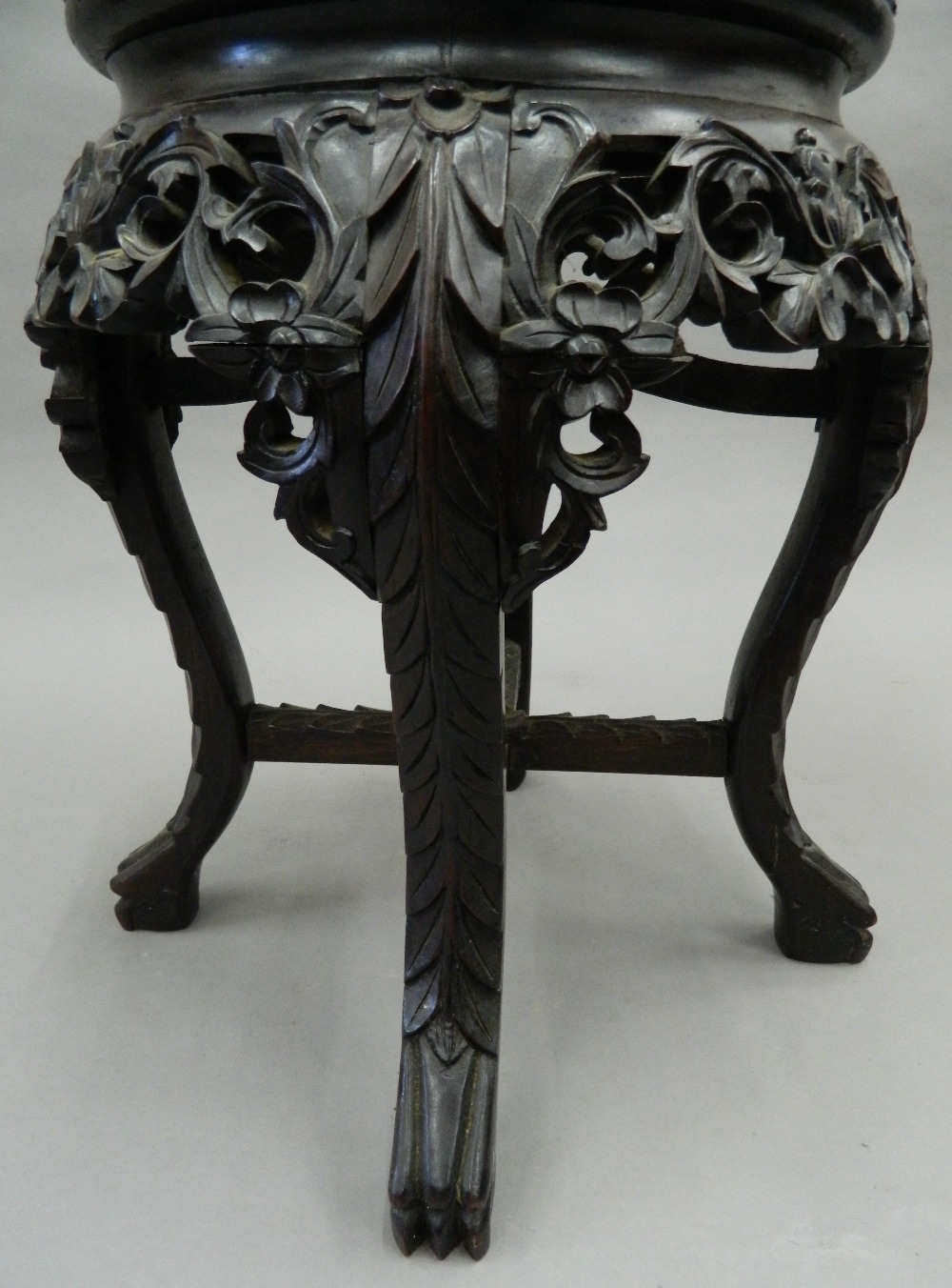 A Chinese marble topped stand. 49 cm high. - Image 5 of 5