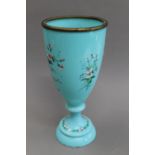 A Victorian painted glass vase. 30 cm high.