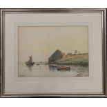 C F SHUCK, Boats on the Shoreline, watercolour, signed, framed and glazed. 36 x 25.5 cm.