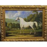 After GEORGE STUBBS (1724-1806), Bay Mare in a Landscape, oil on canvas, framed. 83 x 61 cm.