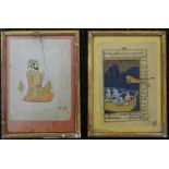 Two 19th century Indian miniatures, each framed and glazed. 16 x 21.5 cm.