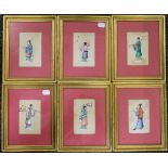 A set of six Chinese Pith paintings, each framed and glazed. Each 7.5 x 12 cm.