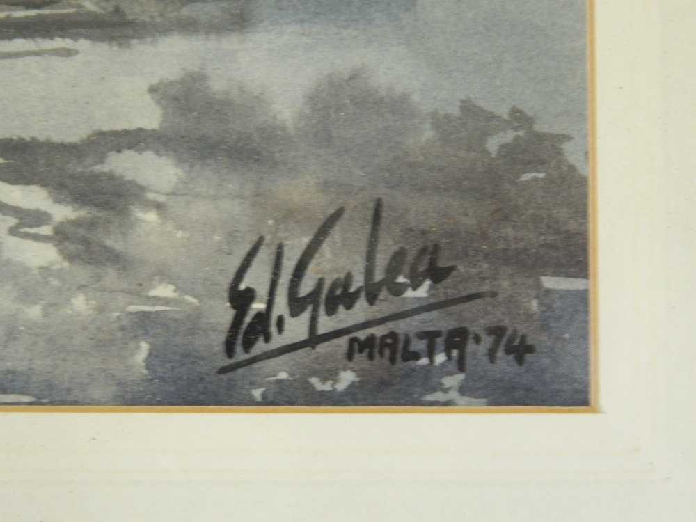 ED GALEA, Malta '74, watercolour, framed and glazed. 37 x 28 cm. - Image 2 of 3