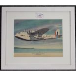 A 1940s original Flying Boat print, framed and glazed. 22 x 17.5 cm.