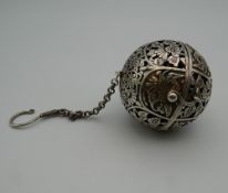 A Chinese ball censer. 5.5 cm diameter.