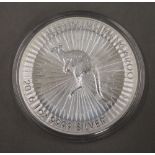 An one ounce Australian silver kangaroo coin