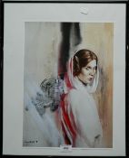 Capital T Princess Leia, limited edition print, numbered 2/7, framed and glazed. 29.5 x 42 cm.