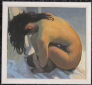 Nude Study, oil on board, framed. 21 x 19.5 cm.