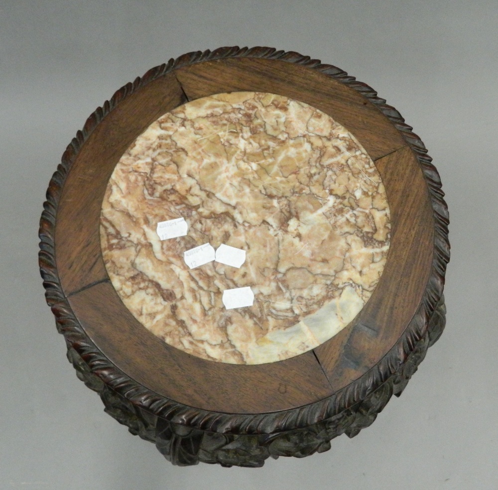 A Chinese marble topped stand. 49 cm high. - Image 2 of 5
