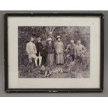 An Edwardian photograph of a tiger shooting party, framed and glazed. 26.5 x 21 cm overall.