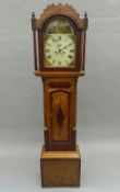 A late 18th/early 19th century oak and mahogany cased eight-day Ely longcase clock. 202 cm high.