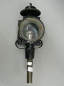 An antique carriage lamp marked Wendover-Huntingdon and London,