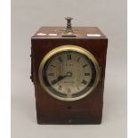 A Victorian Sims of Watford mahogany cased night watchman's clock. 37 cm high.
