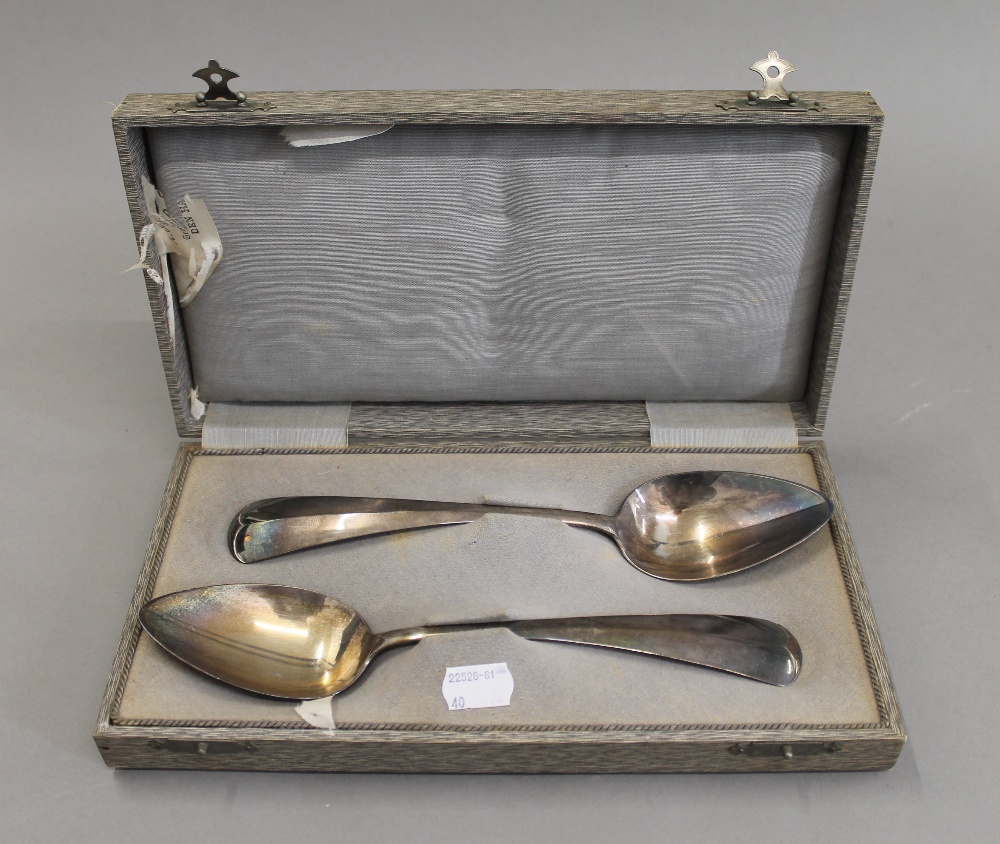 A pair of Continental silver serving spoons